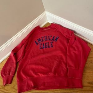 American Eagle Red and Blue Crewneck Hoodie Womens Size Medium